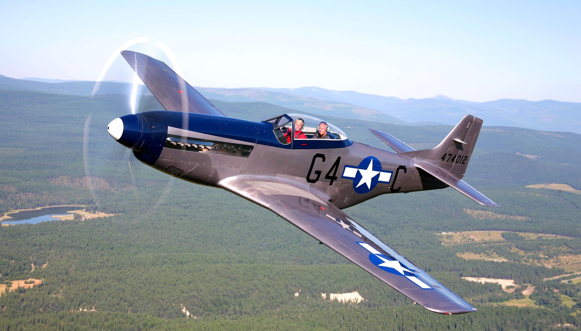 avión retro luchador américa del norte r-51 mustang cielo paisaje