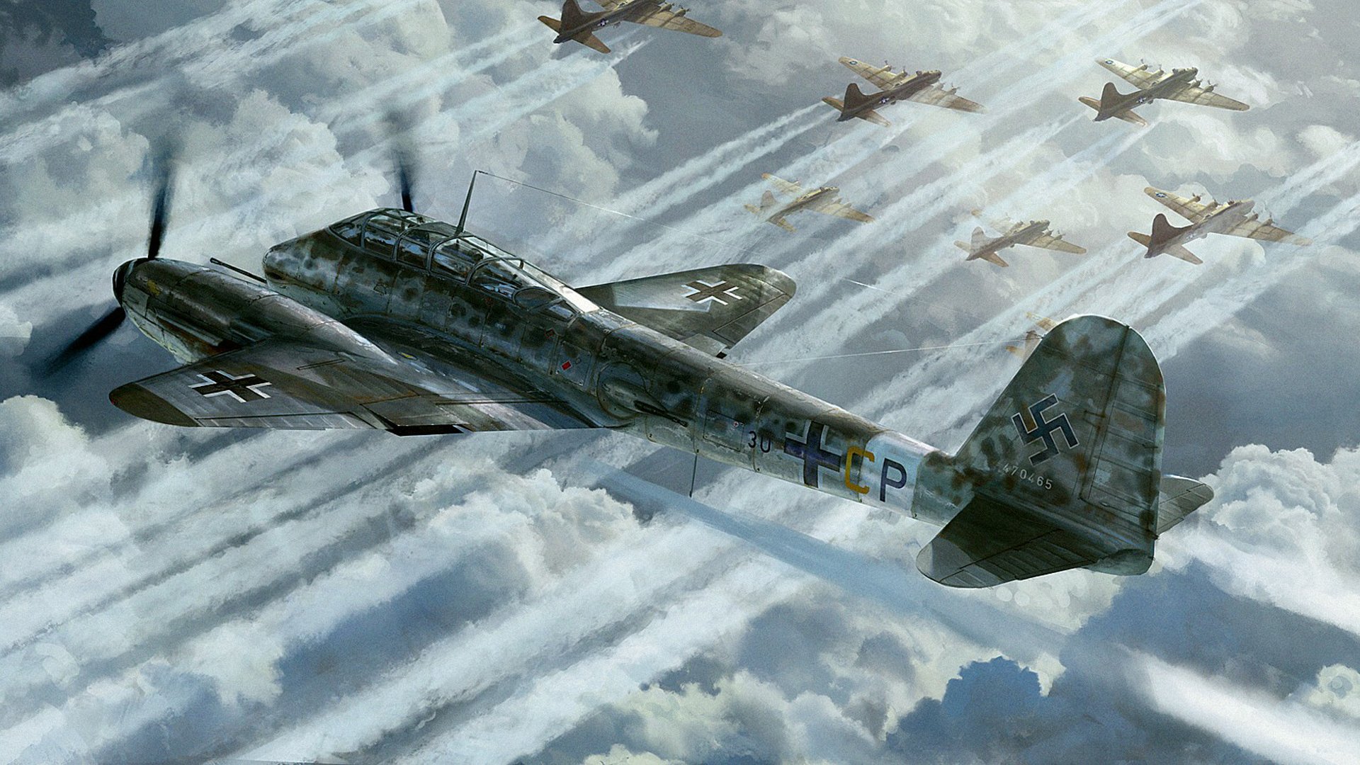 messerschmitt me.410 hornisse calabrone caccia bombardiere pesante tedesco b-17 disegno arte