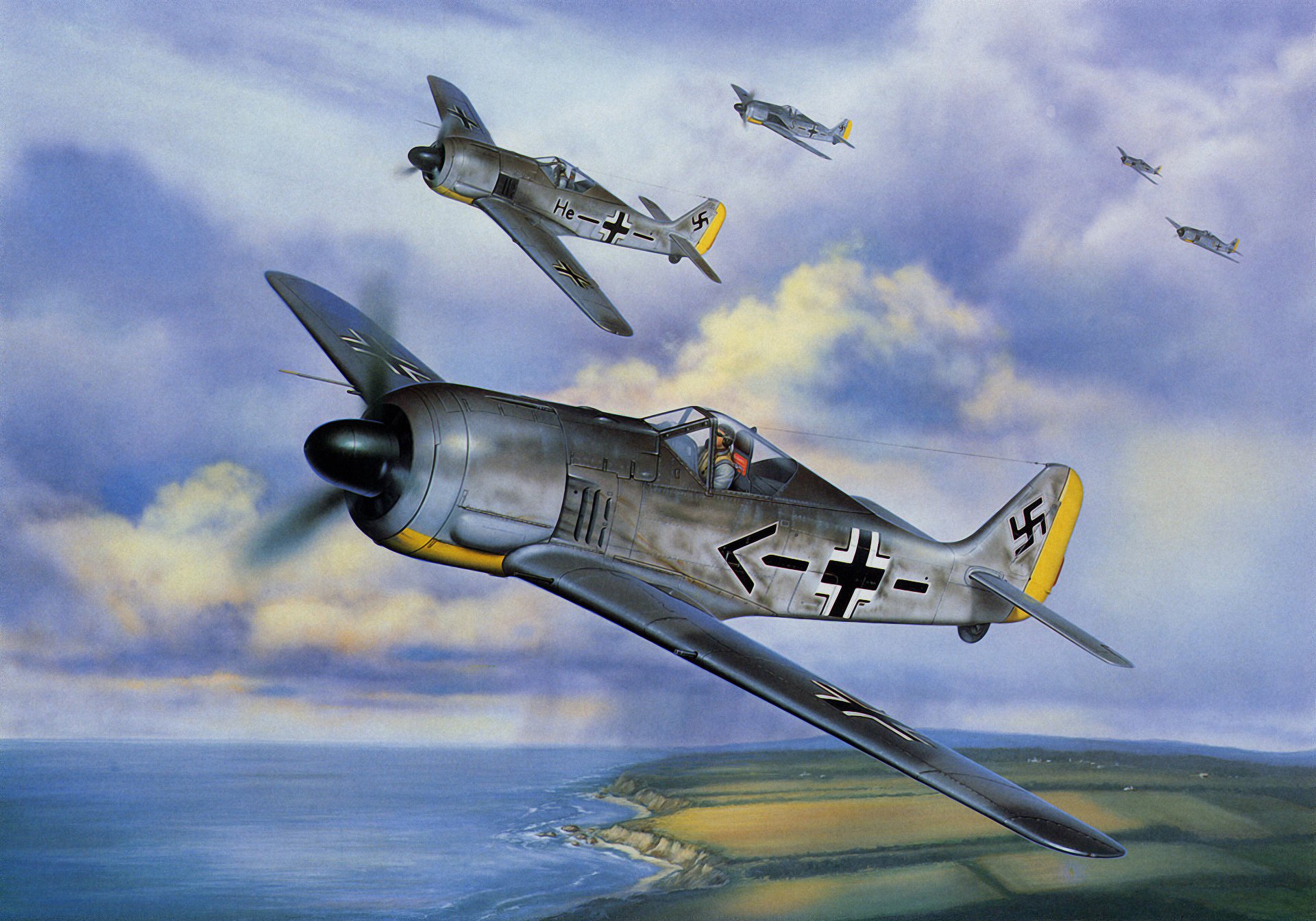 fw 190 ww2 war art german fighter painting