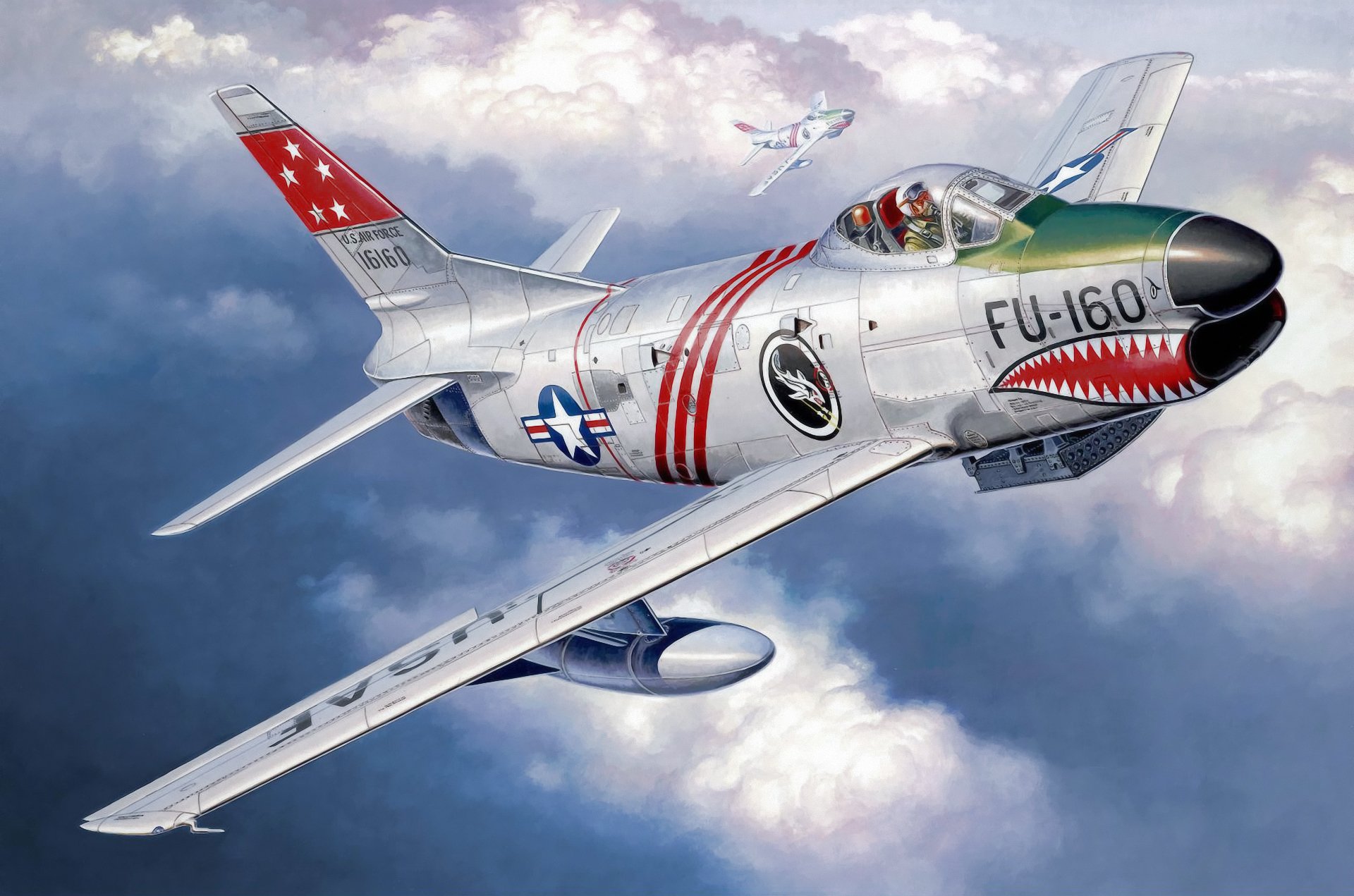 nord americano f-86d sabre jet aereo guerra arte ww2 pittura