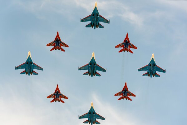 Russian knights demonstrate their skills in the sky