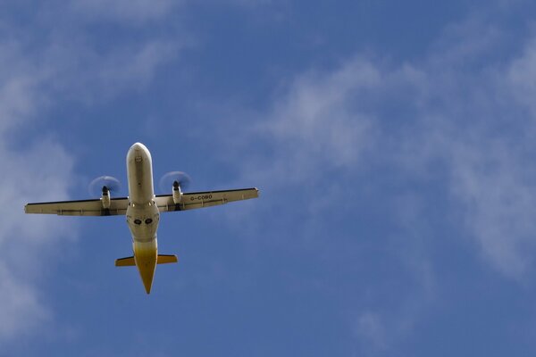 Grand avion vole dans le ciel bleu