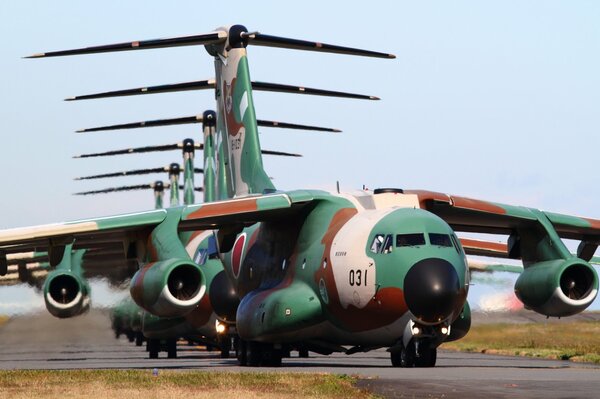 Take-off from the airfield of c-17 globemaster aircraft