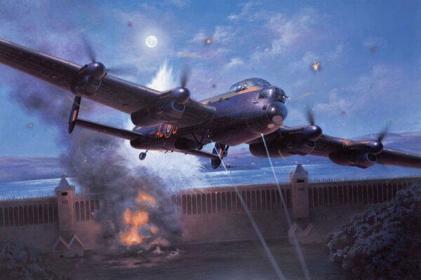 British military bomber in action