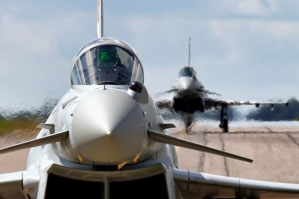 A multi-purpose fighter is preparing for takeoff