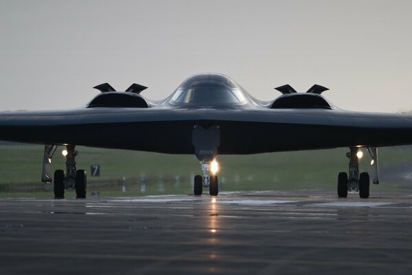 B - 2 sprint strategic bomber at the airfield