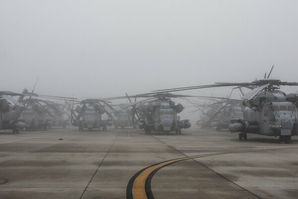 Matin brumeux sur un aérodrome militaire