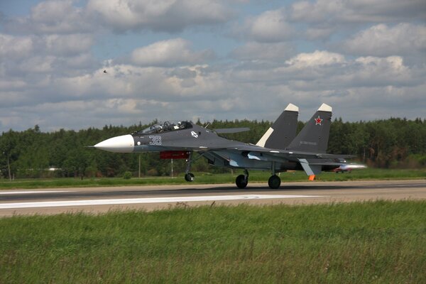 SU-30 cm multi-purpose fighter at the airfield