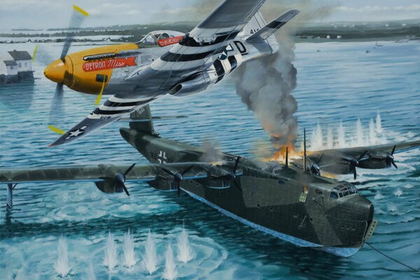 Der Krieg zwischen dem p 51 d mustang und dem voss bv 222 Viking