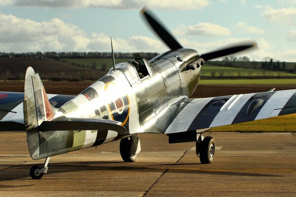 British single-engine fighter jet prepares for takeoff