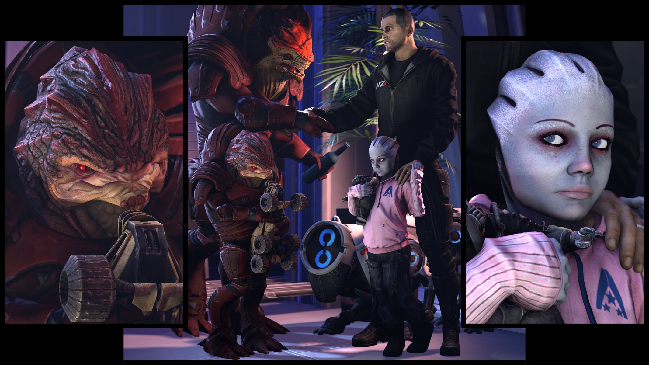 mass effect urdnot rex kroganow dzieci shepard fan art azari