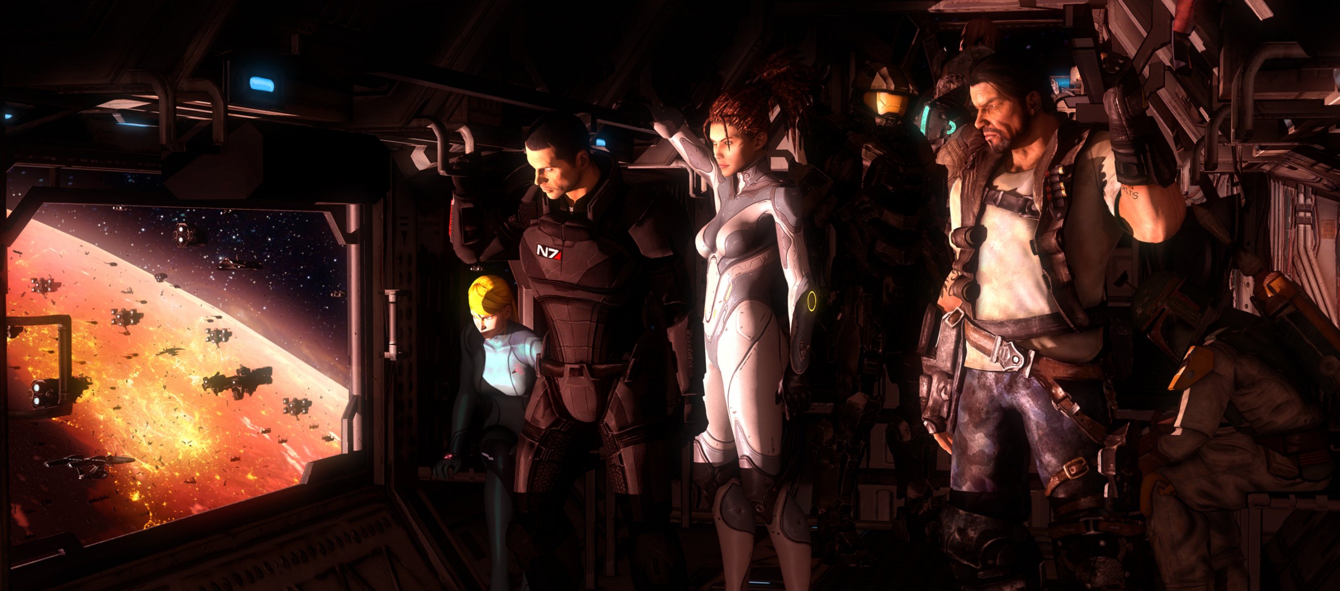 mass effect shepard metroid samus aran starcraft sarah kerrigan halogen master chief jim raynor boba fett star wars crossover space