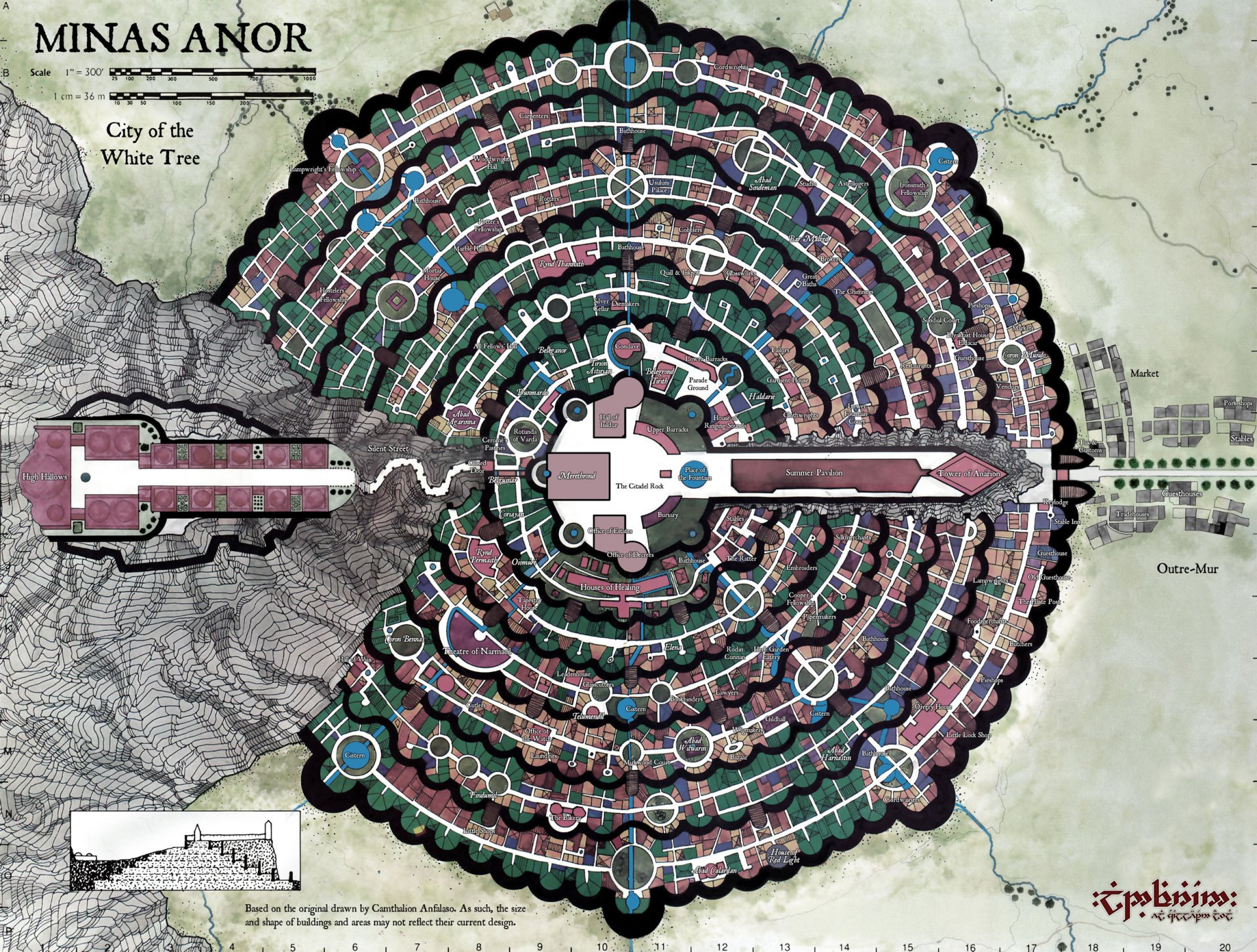 władca pierścieni ronald reuel john tolkien quenta silmarillion mapa śródziemie miasto białego drzewa minas anor minas tirith gondor silmarillion john ronald reuel tolkien arda biała góra