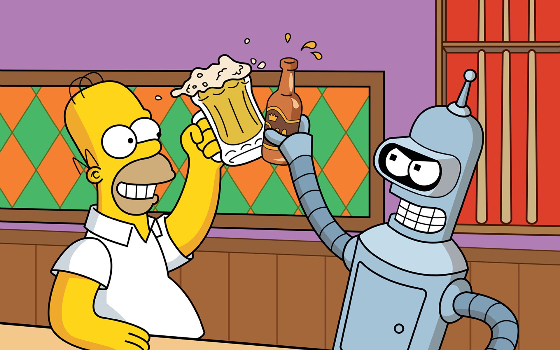 simpsonowie futurama homer bender piwo bar film filmy kino