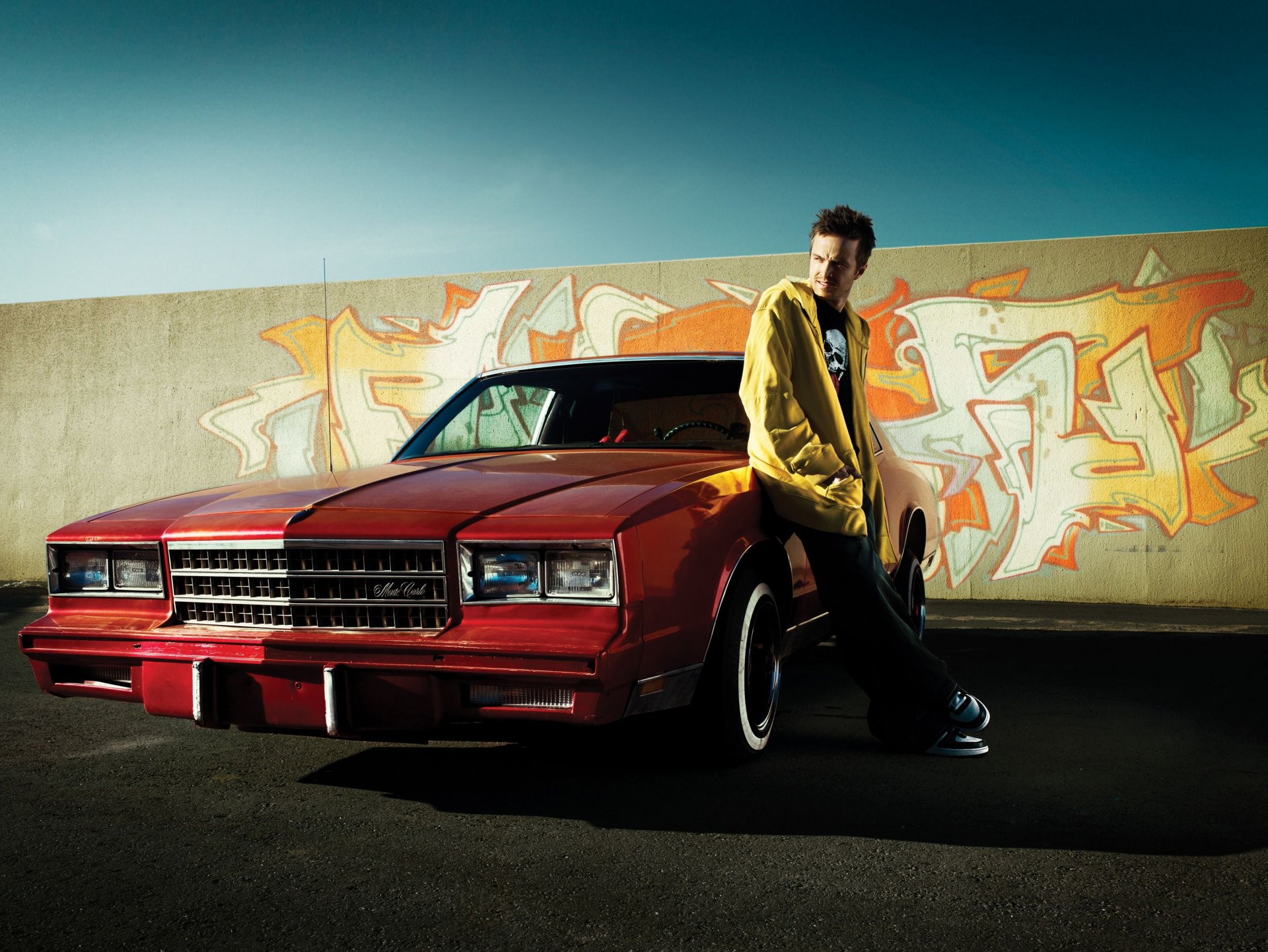 die verletzung ist schlecht in allem ernst tv-serie jesse pinkman jesse pinkman aaron paul chevrolet monte carlo 1988 rot schubkarre auto klassiker graffiti brba