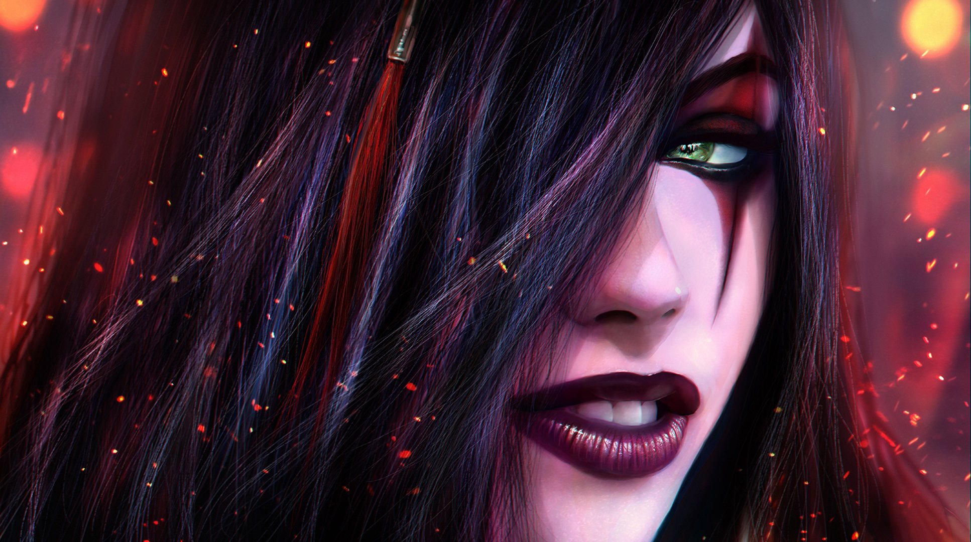 lol katarina fan art girl sinister blade face league of legend