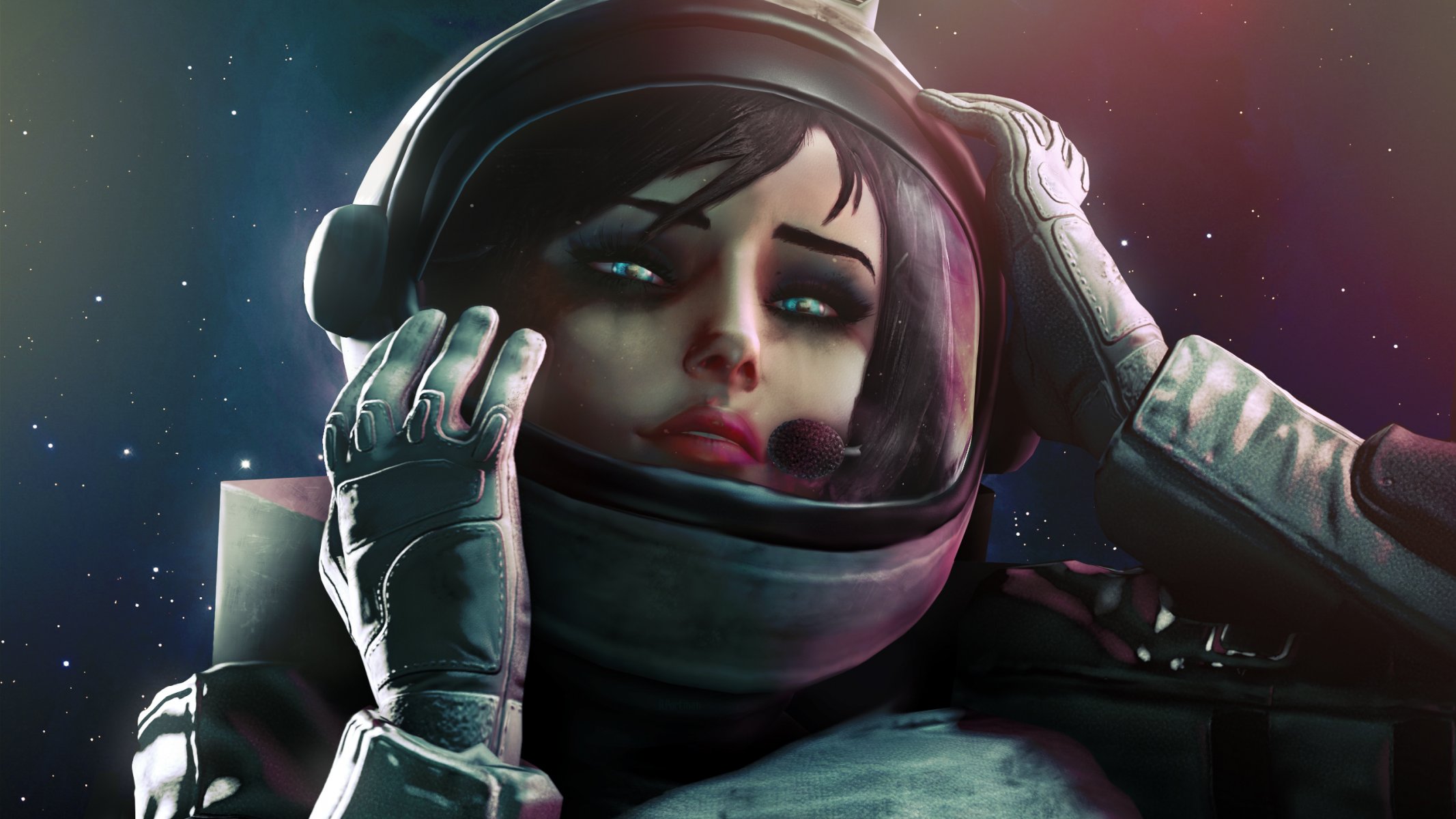 astronauta astronauta dziewczyna skafander kask twarz kosmos bioshock infinite elizabeth