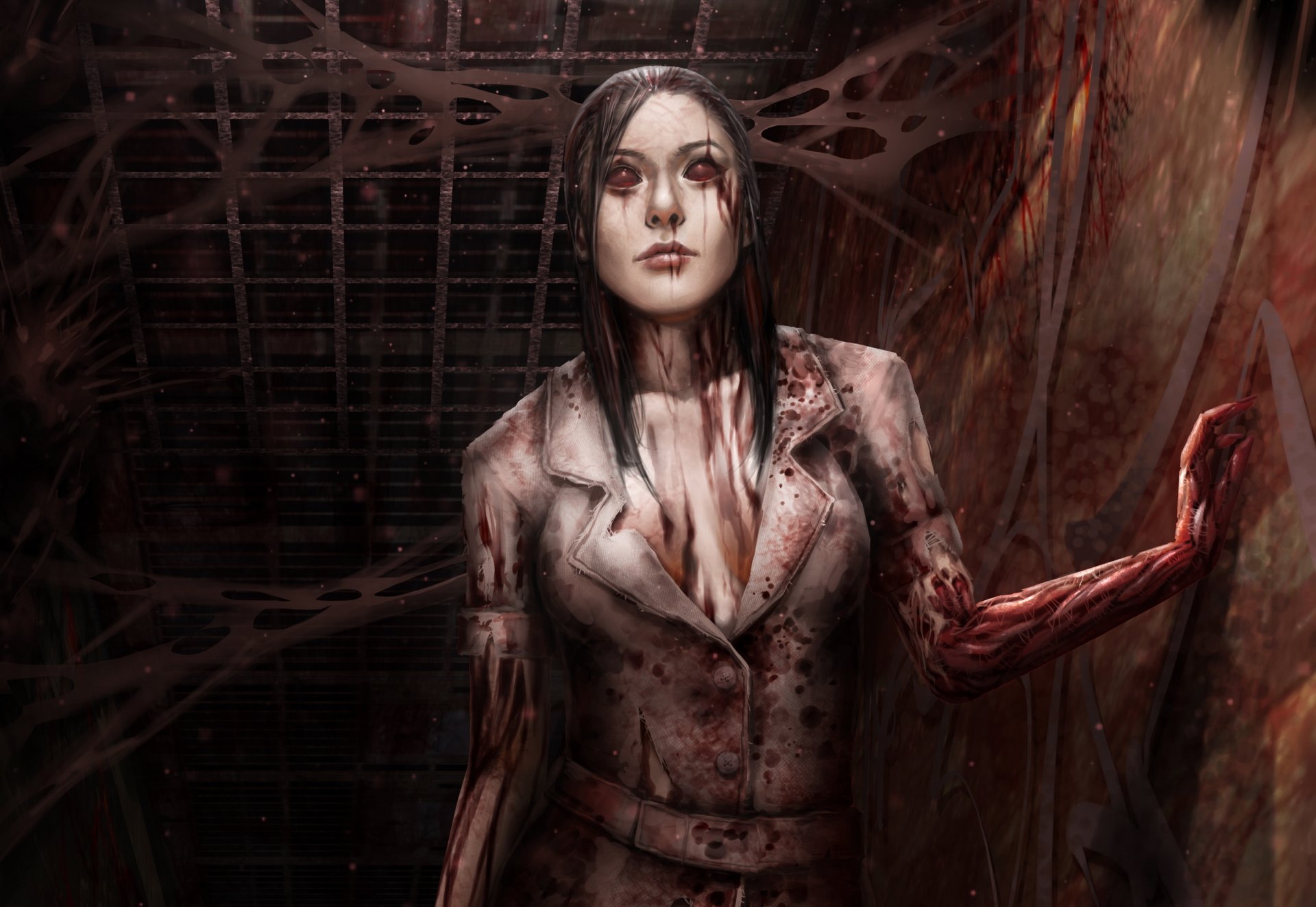 ilent hill death blood girl corridor dark nurse fan art