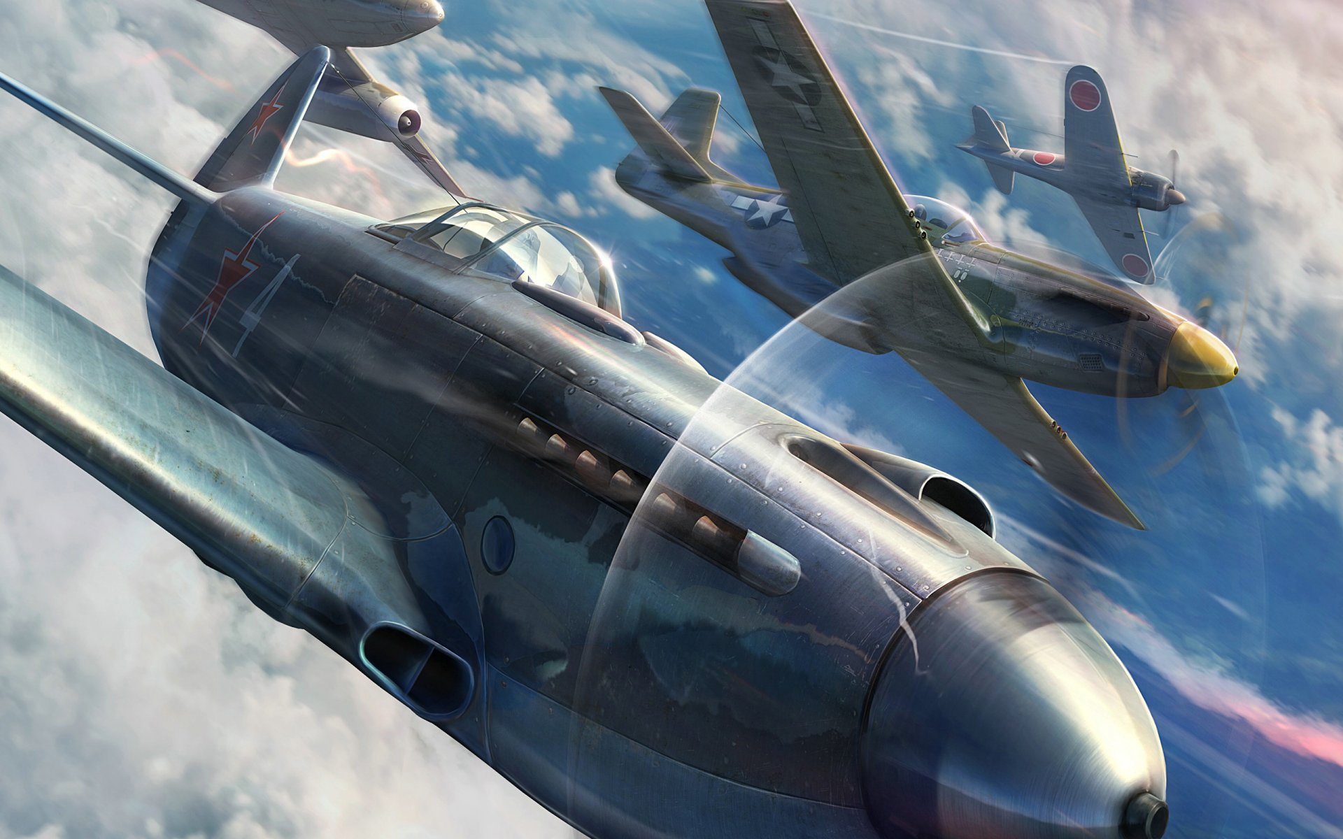 world of warplanes wargaming wowp kamuflaż niebo powietrze samoloty chmury myśliwce lotnictwo wp