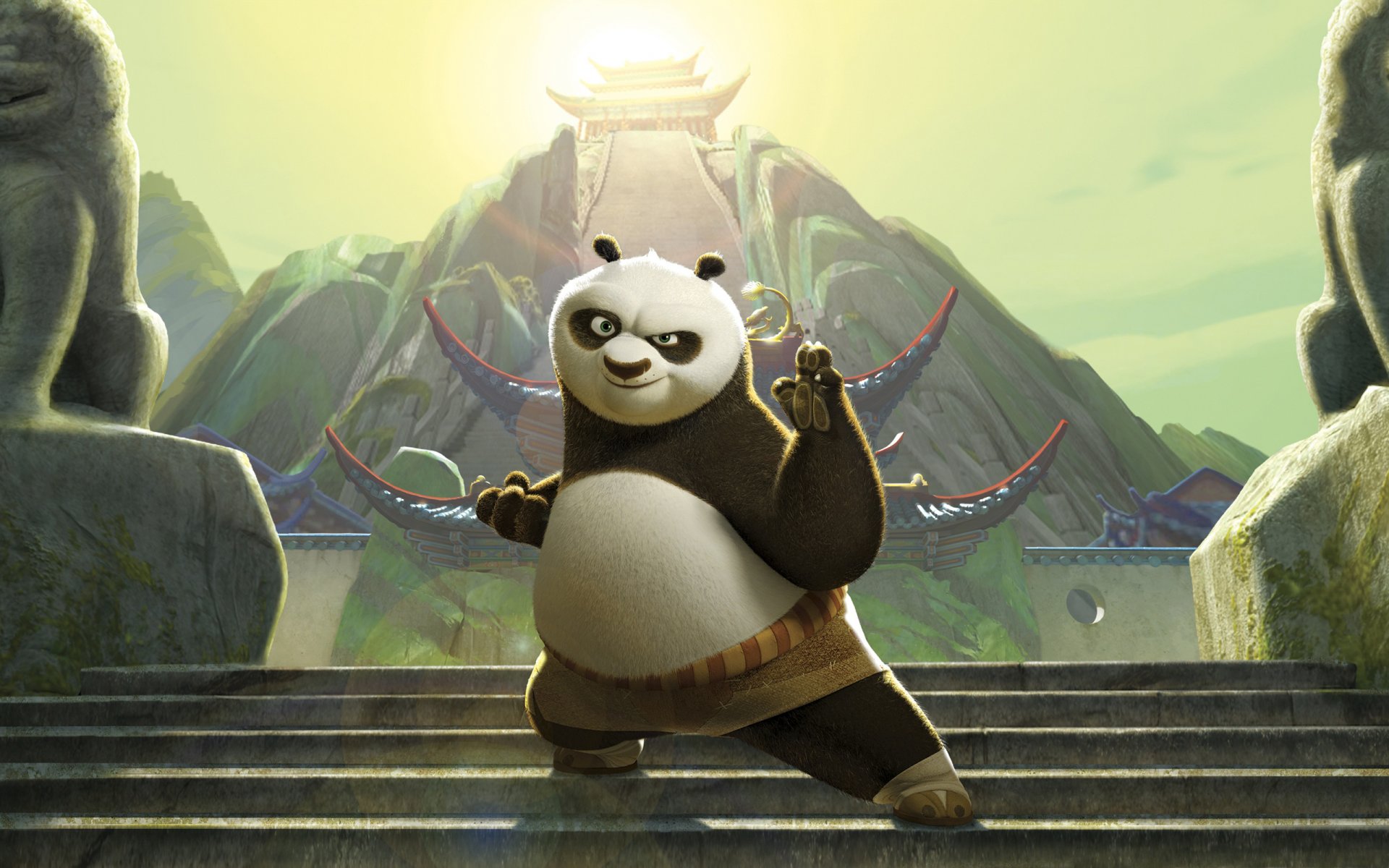 dessin animé panda kung fu 2 po marches