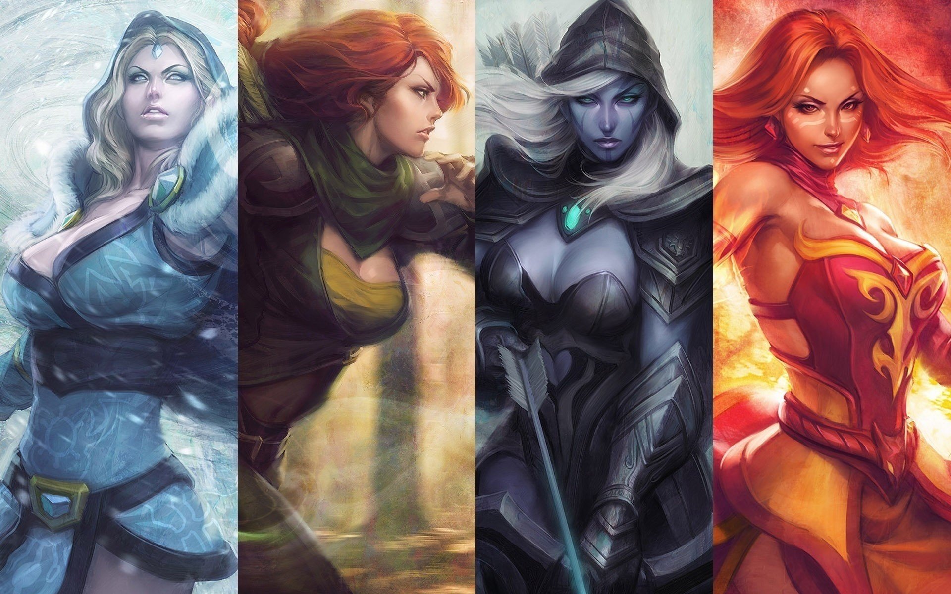 dota 2 dota 2 crystal maiden lina drow ranger windranger chicas juegos juego protección de los antiguos