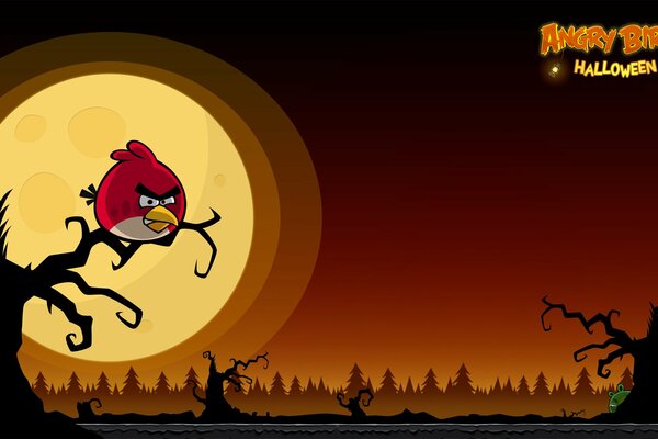 Uno screenshot del gioco angry birds in stile Halloween