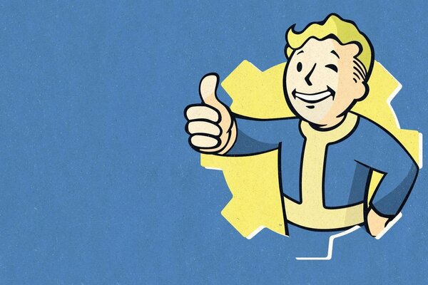 Cartoon wallpaper with a boy on a blue background from bethesda game studios