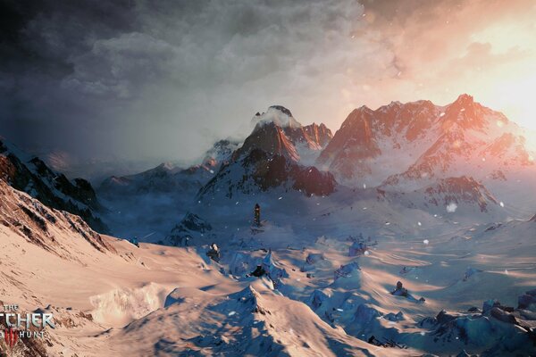 Schneebedeckte Berge im dritten Hexer