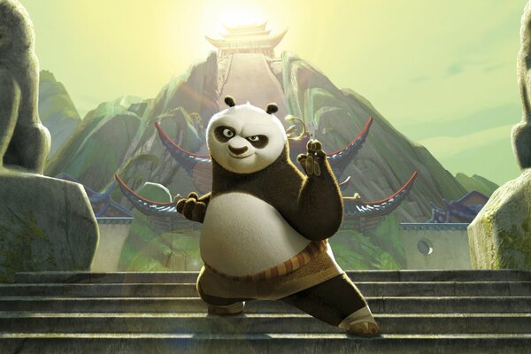 Cartoon kung fu panda 2 on the steps