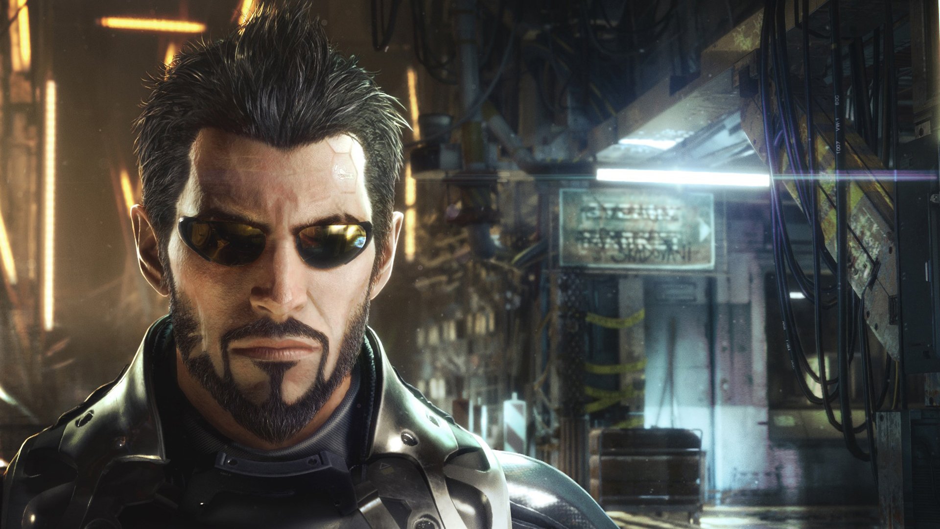 deus ex: mankind divided adam jensen cyborg sunglasses hair head beard armour light eidos-montréal square enix