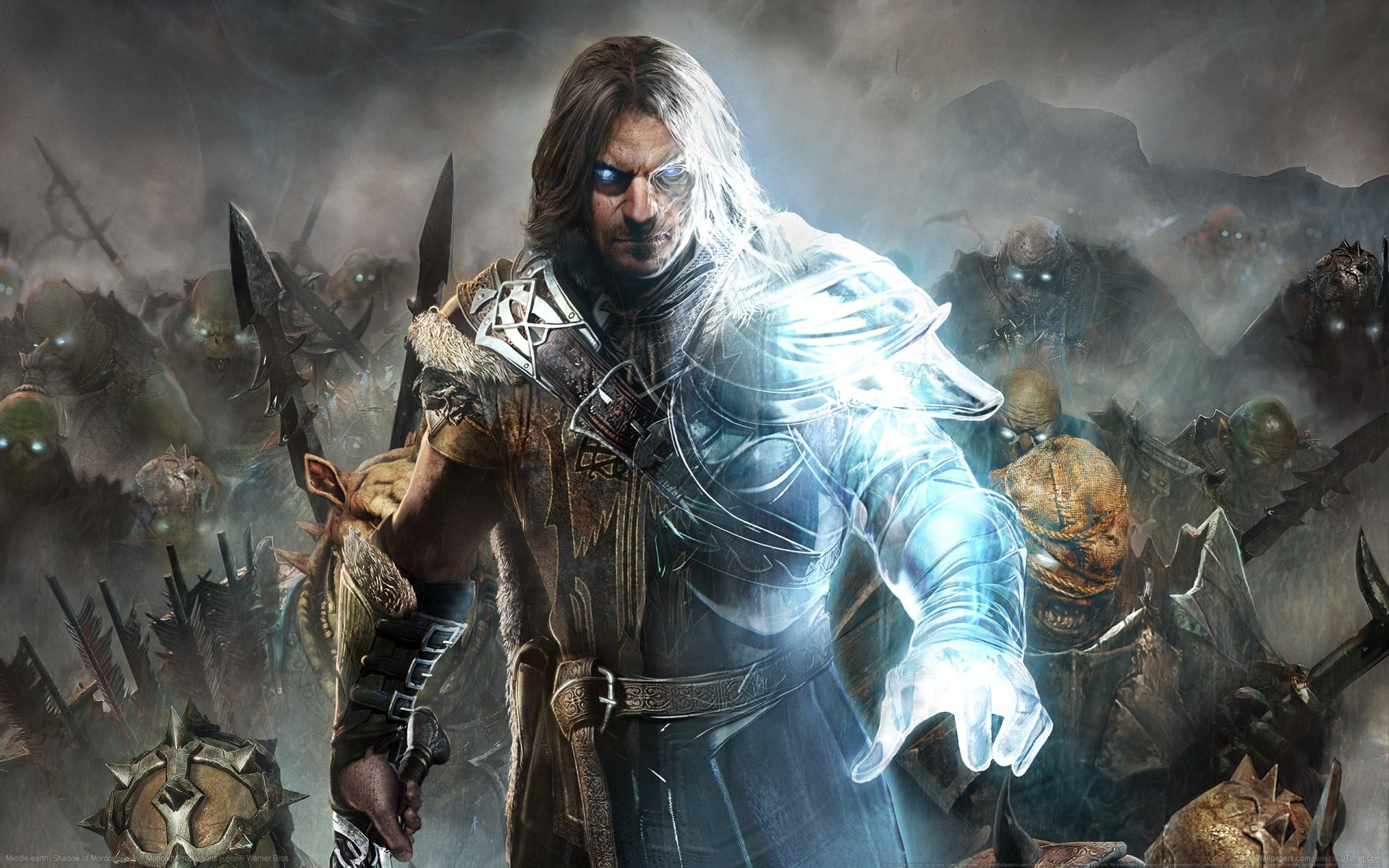 middle-earth: shadow of mordor monolith productions warner bros. interactive entertainment warrior ghost smoke light view industrial complex armour sword weapon magic middle-earth : shadows of mordor