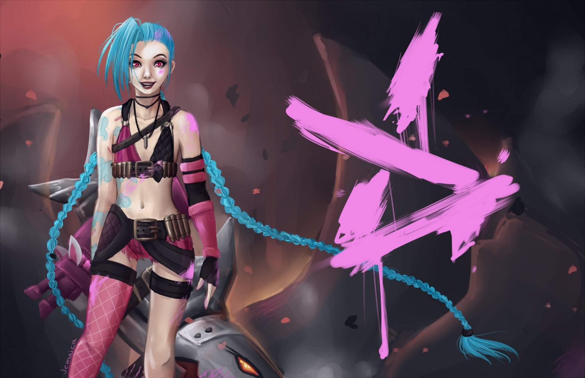 league of legends jinx girl art