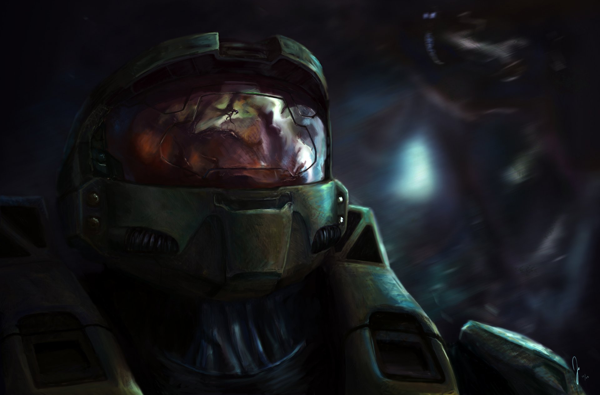 art halo warrior armour helmet reflection