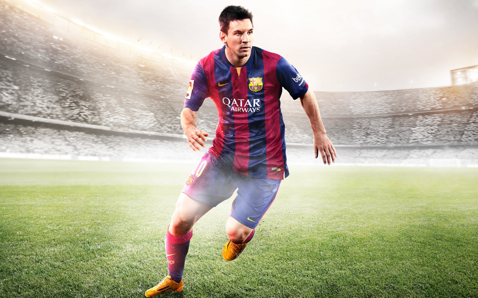 fifa 15 electronic arts fifa messi futbolista estadio uniforme luz campos nike cielo nubes humo banderas hierba