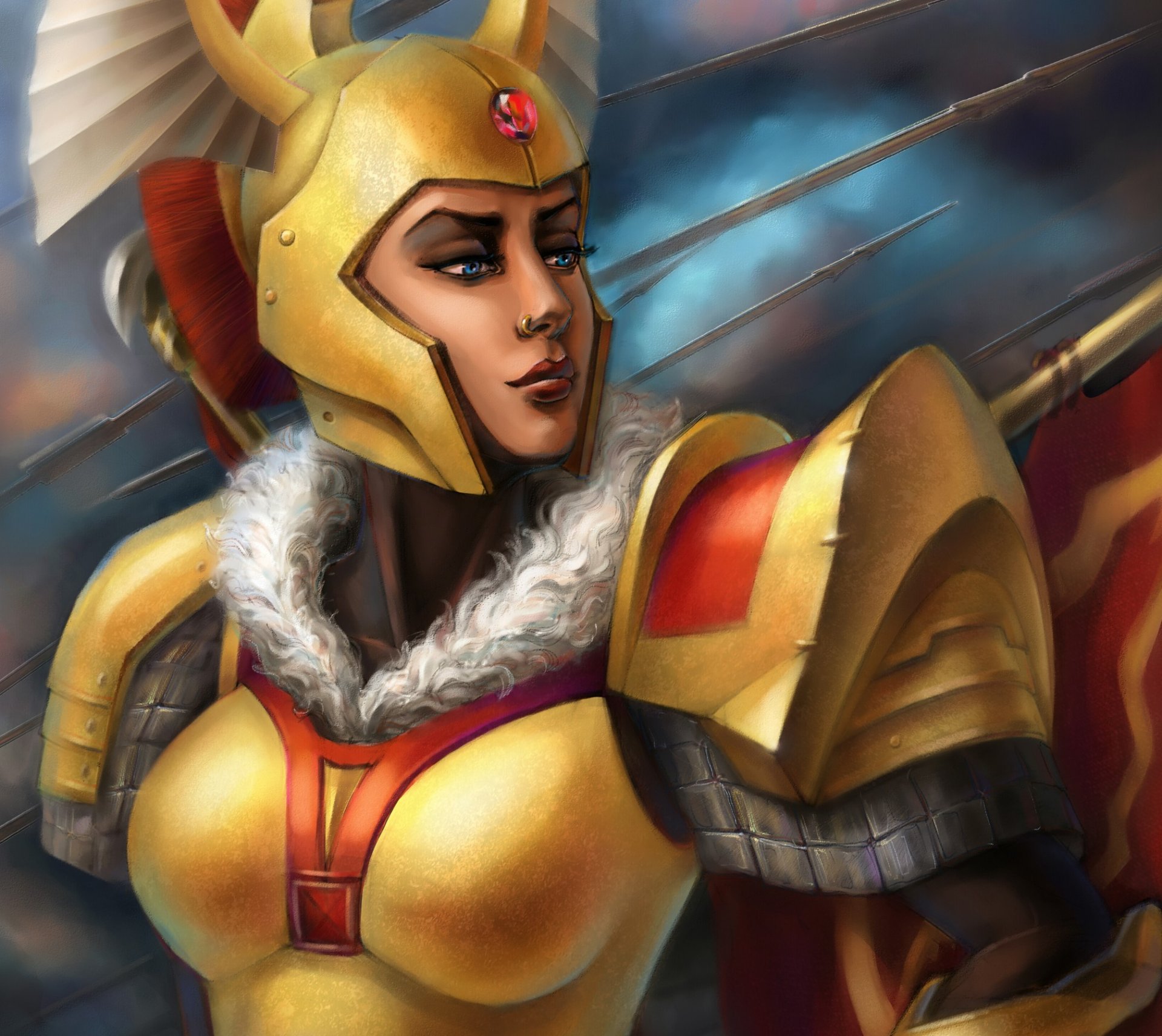 dota 2 tresdin the legion commander art girl armor helmet