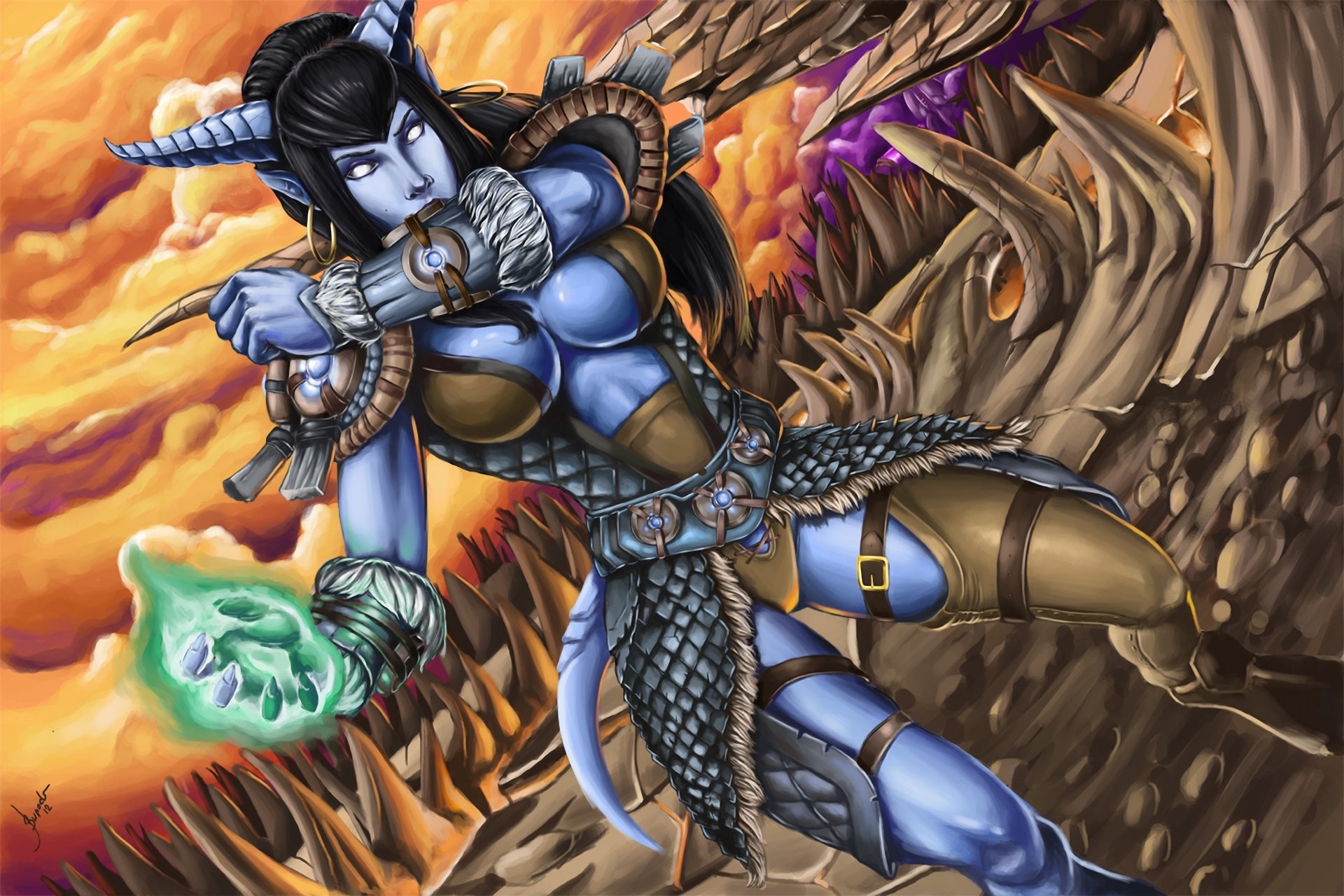 mondo di warcraft wow draenei ragazza armatura magia picche