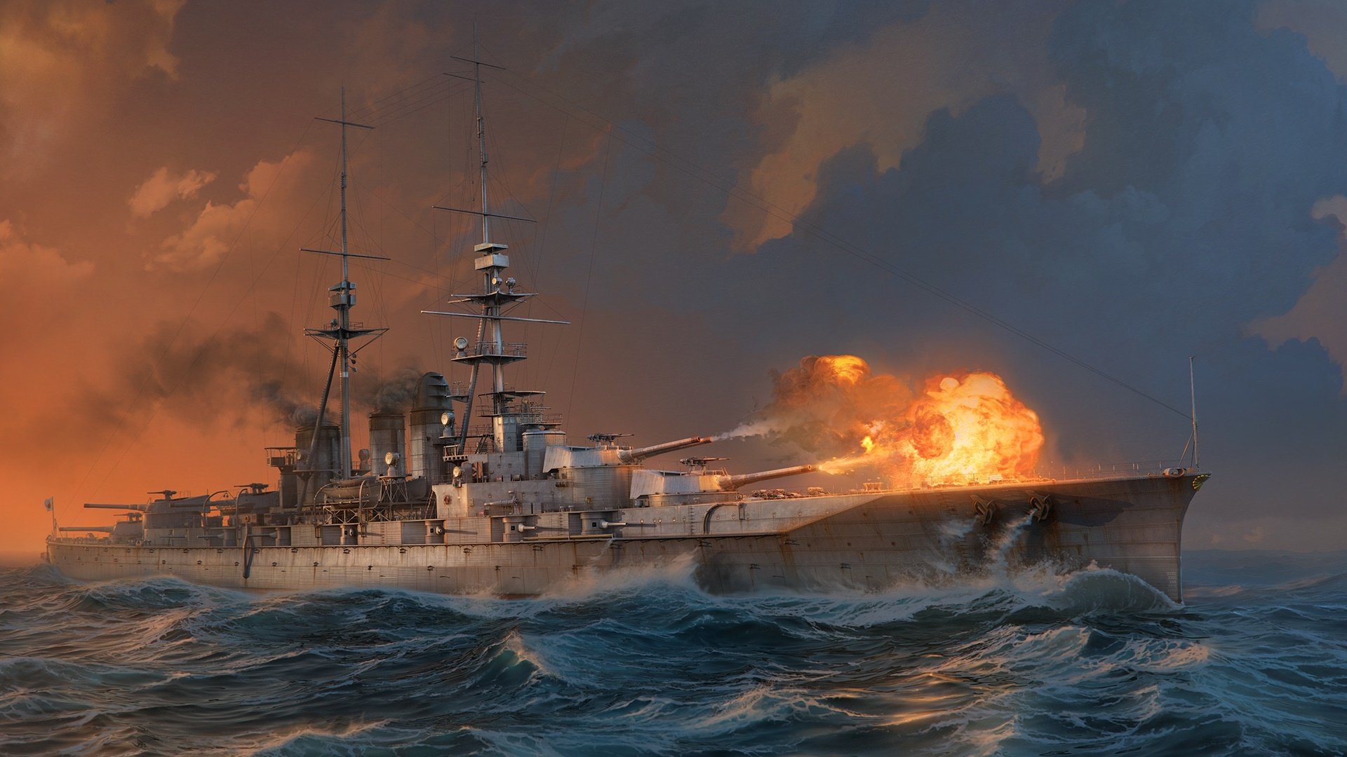 buques de guerra del mundo wargaming neto golpea buques de guerra del mundo wg barco olas agua mar tiro humo volea acorazado ishizuchi