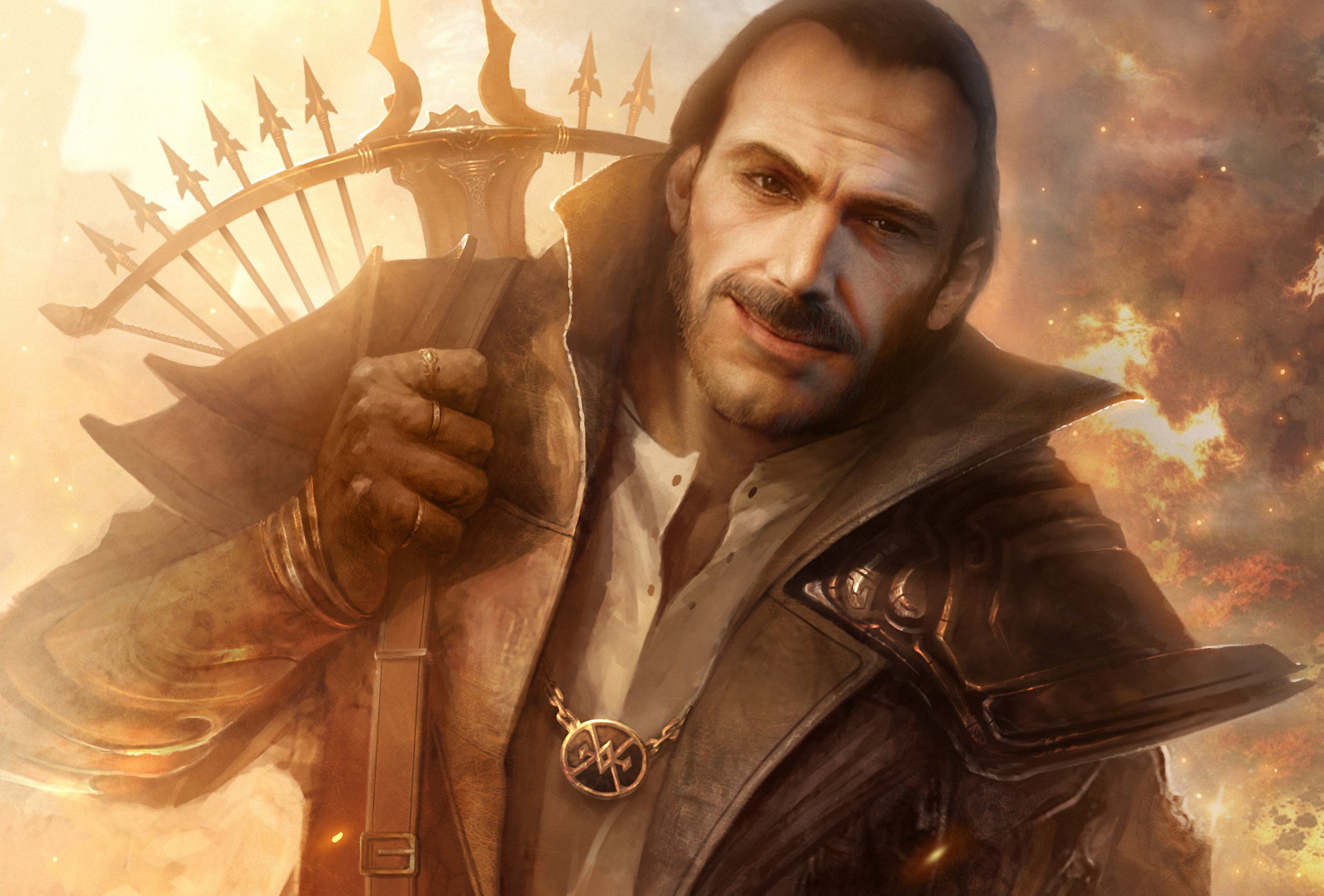 tamplierpainter diablo iii lyndon fan art men crossbow smile rings fire