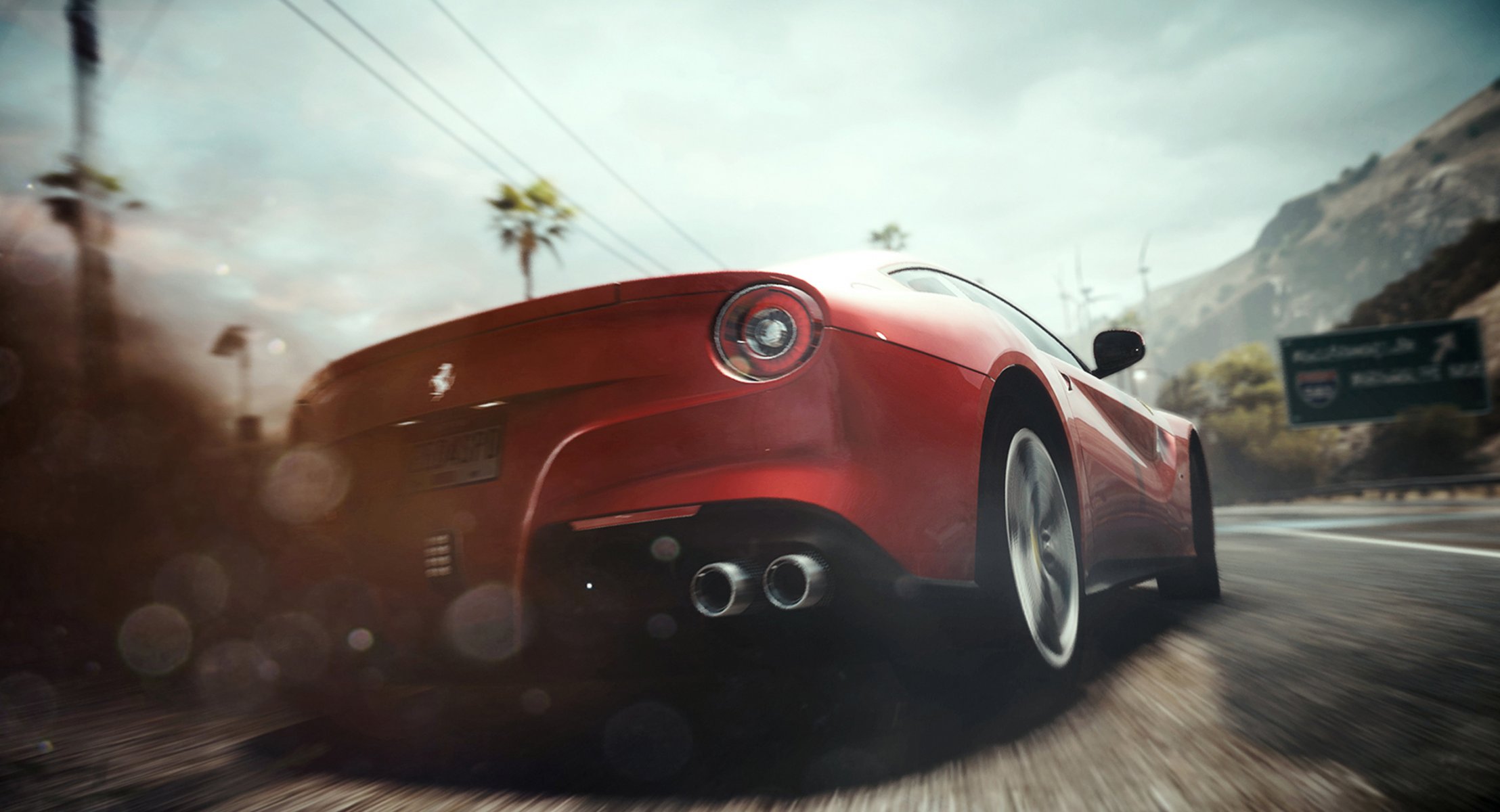 need for speed rivals ferrari машина гонка пыль занос огни попа