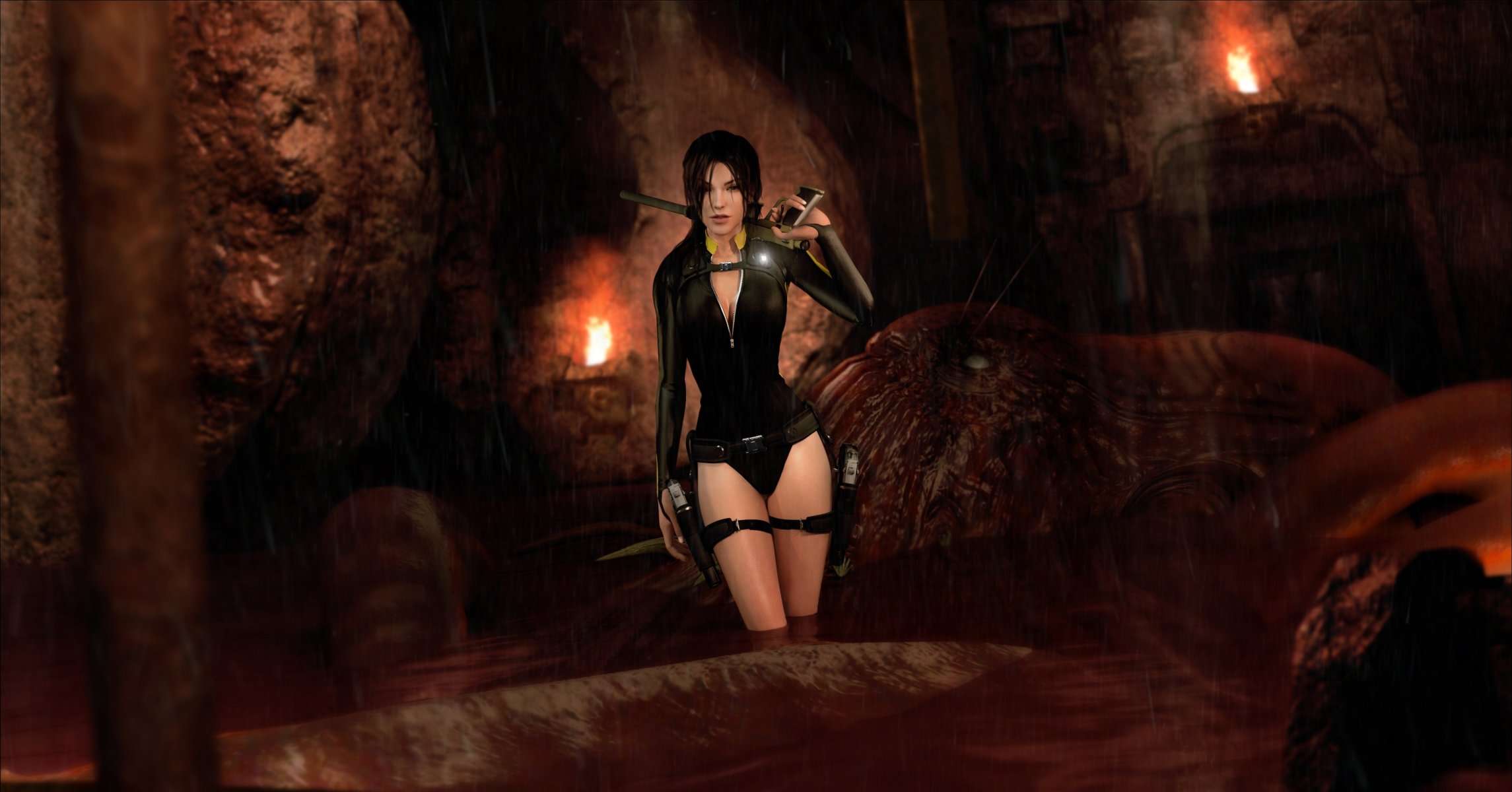 lara croft tomb raider tomb raider: underworld fille harpon poulpe maillot de bain costume