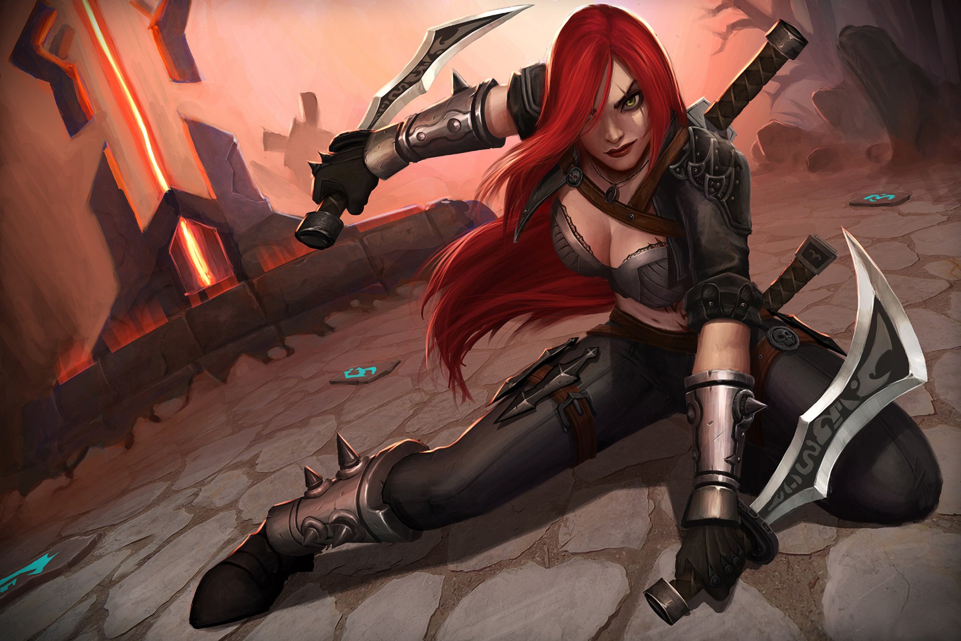 liga de leyendas katarina cuchillas siniestras chica pelirroja