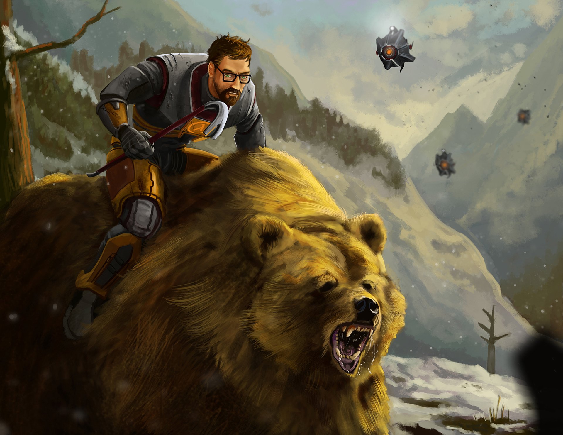 gordon freeman halbwertszeit fan art wald bär