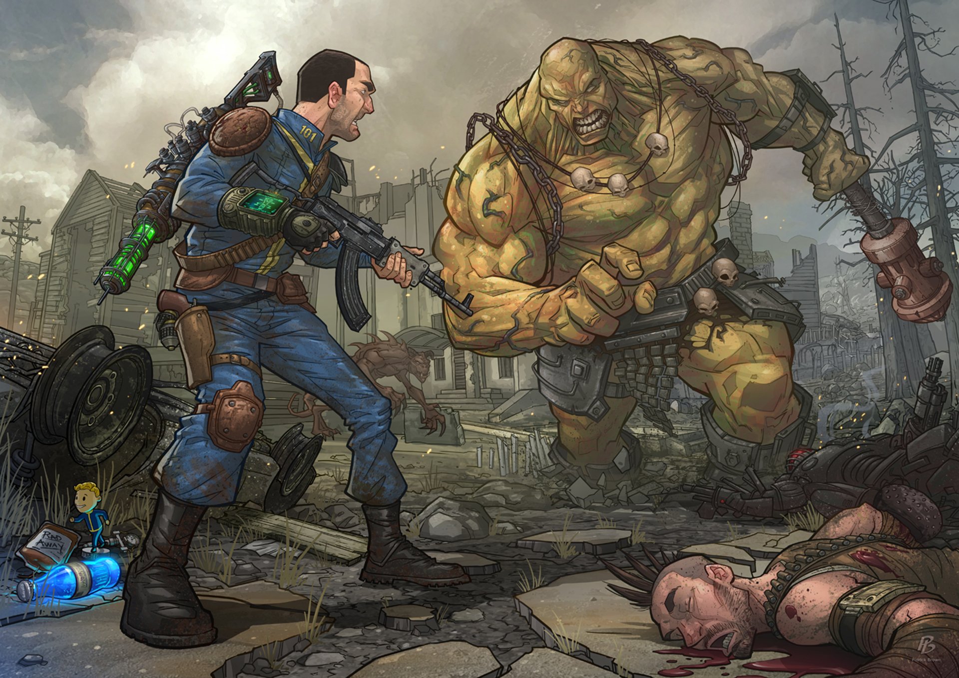 fallout 3 supermutante colosso supermutante ippopotamo cinese fucile d assalto bethesda arte