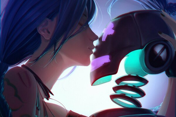 Stylish image of a girl and a robot