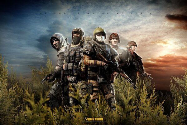 Squad z bronią z gry Survarium