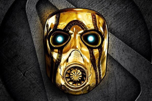 Borderlands mask on an iron background