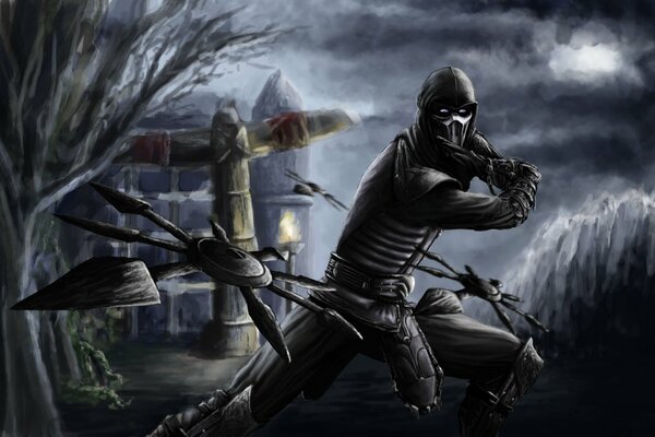 Hermoso arte en el mortal Shuriken Saibot