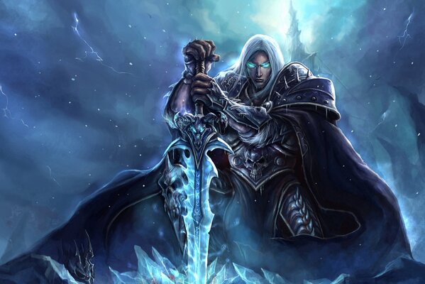 Il re dei Lich dell universo di Warcraft con la spada