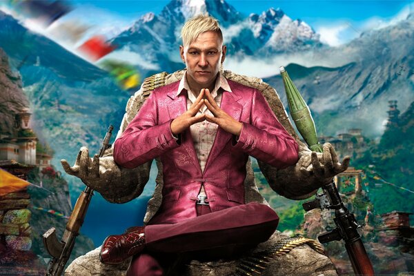 Far cry 4 en traje en las montañas