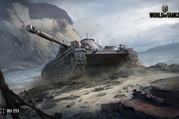 Il carro armato viaggia lungo la costa da world of tanks